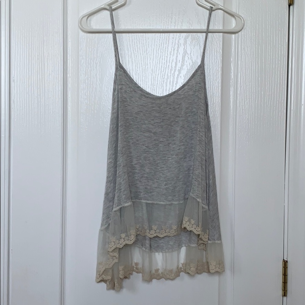 Grey Tank with Lace Detailing